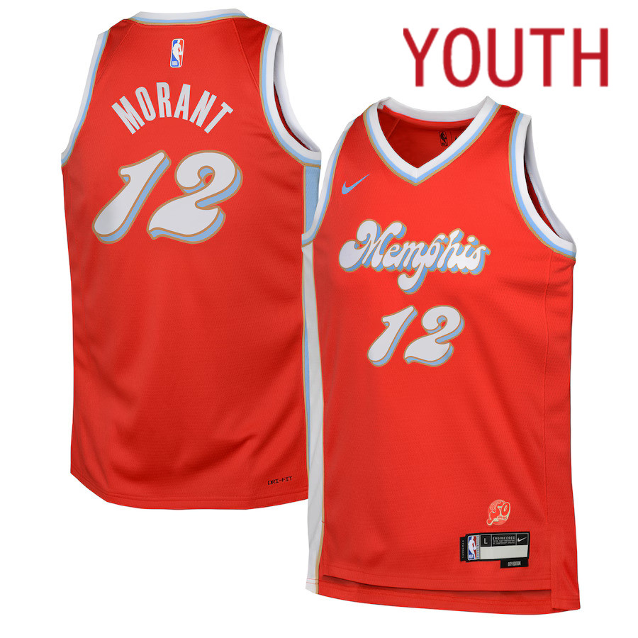 Youth Memphis Grizzlies #12 Ja Morant Nike Red City Edition 2024-25 Swingman Player NBA Jersey